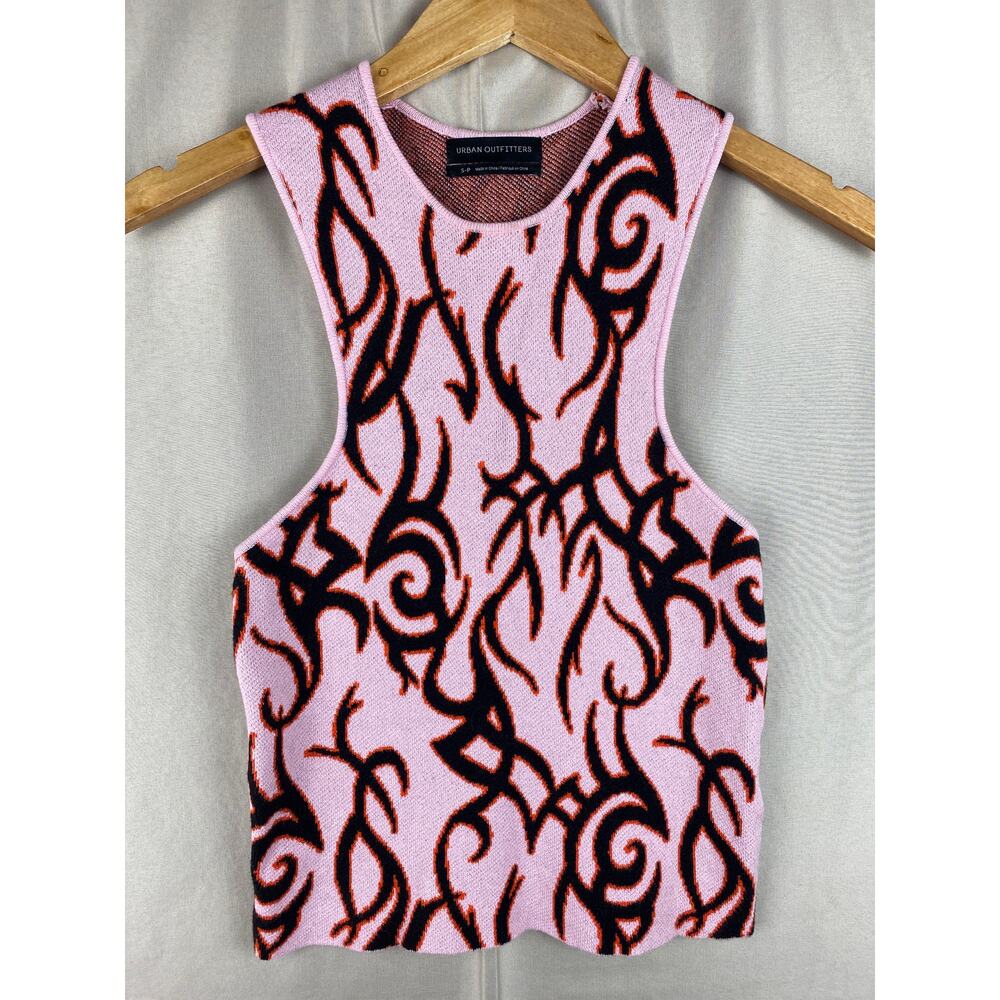 Urban Outfitters Rylie High-Neck Sweater Tank Top Womens sz Small Cropped Pink